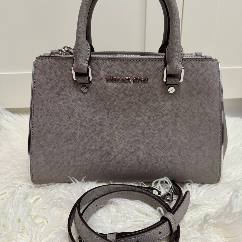 Michael Kors Gray Satchel with Silver Hardware